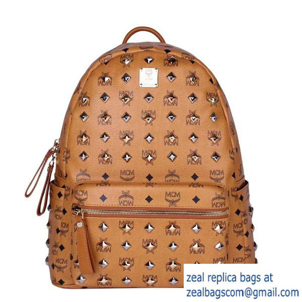 High Quality Replica Hot Sale MCM Stark Studded Medium Backpack MC2089 Wheat - Click Image to Close